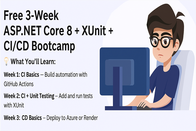 Join Our Free 3-Week ASP.NET Core 8 XUnit CI-CD Bootcamp